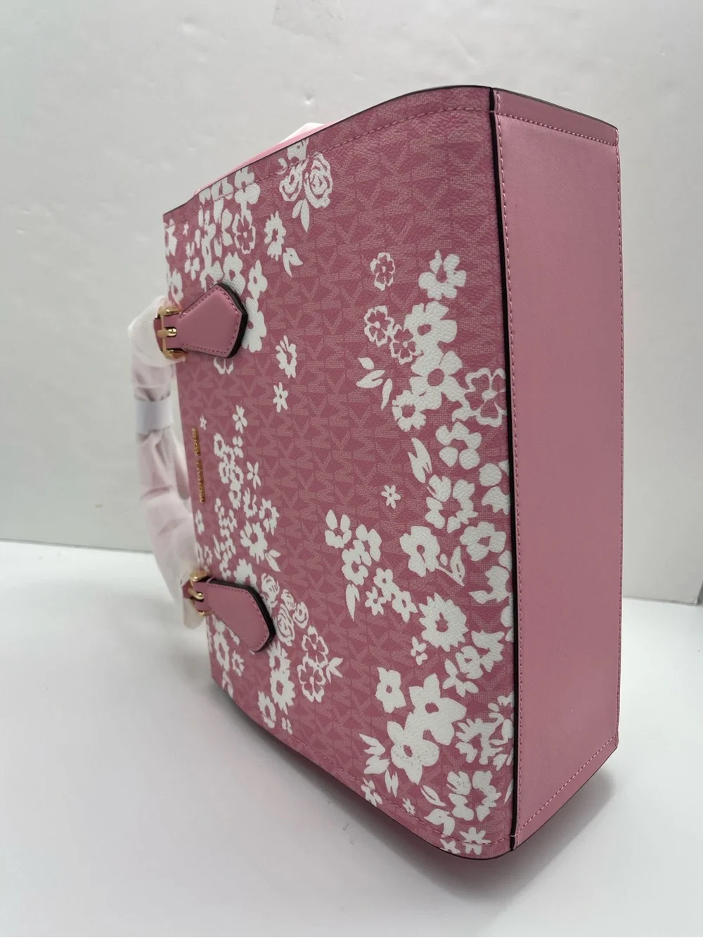 MICHAEL KORS Marilyn Md Printed Signature Logo Satchel Crossbody 
Carnation 
NWT - Picture 9 of 16
